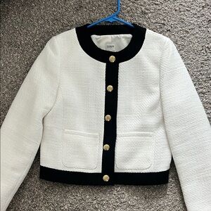 J. Crew White and Black Blazer with Gold Buttons